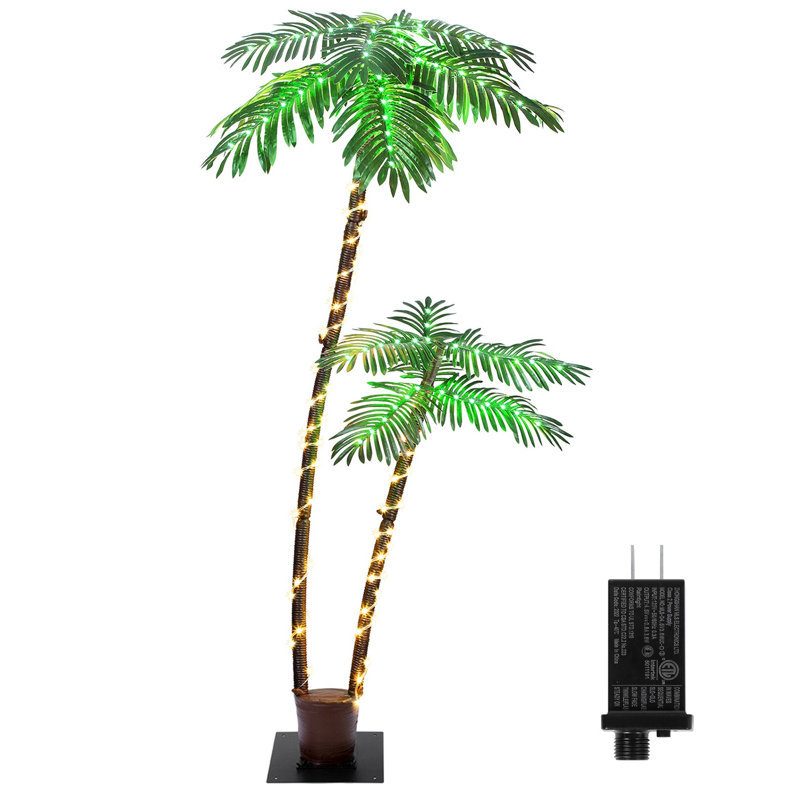 6FT Lighted Palm Tree, Artificial Tree w/LED Lights for Patio Beach Pool Party