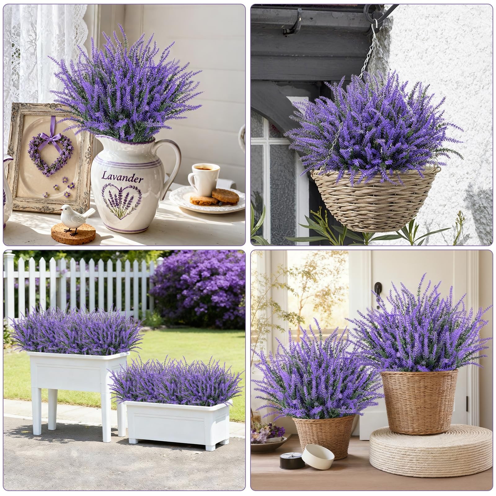 10 Bundles Artificial Lavender Flowers Faux Purple Plants Home Decor
