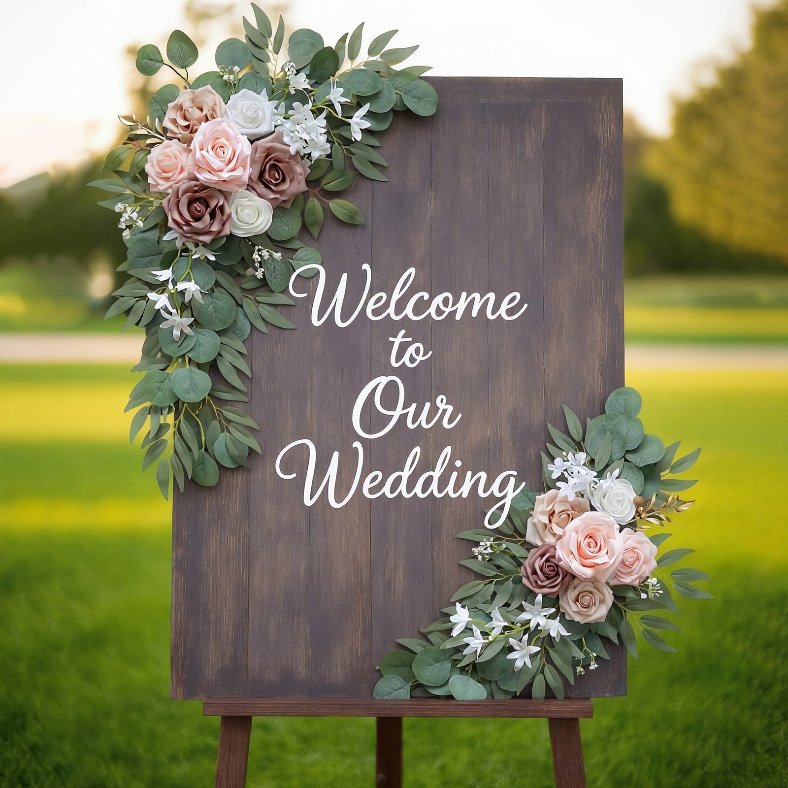 Wedding Arch Flowers Set of 4 Artificial Flower Swag Wedding Faux Floral Swag