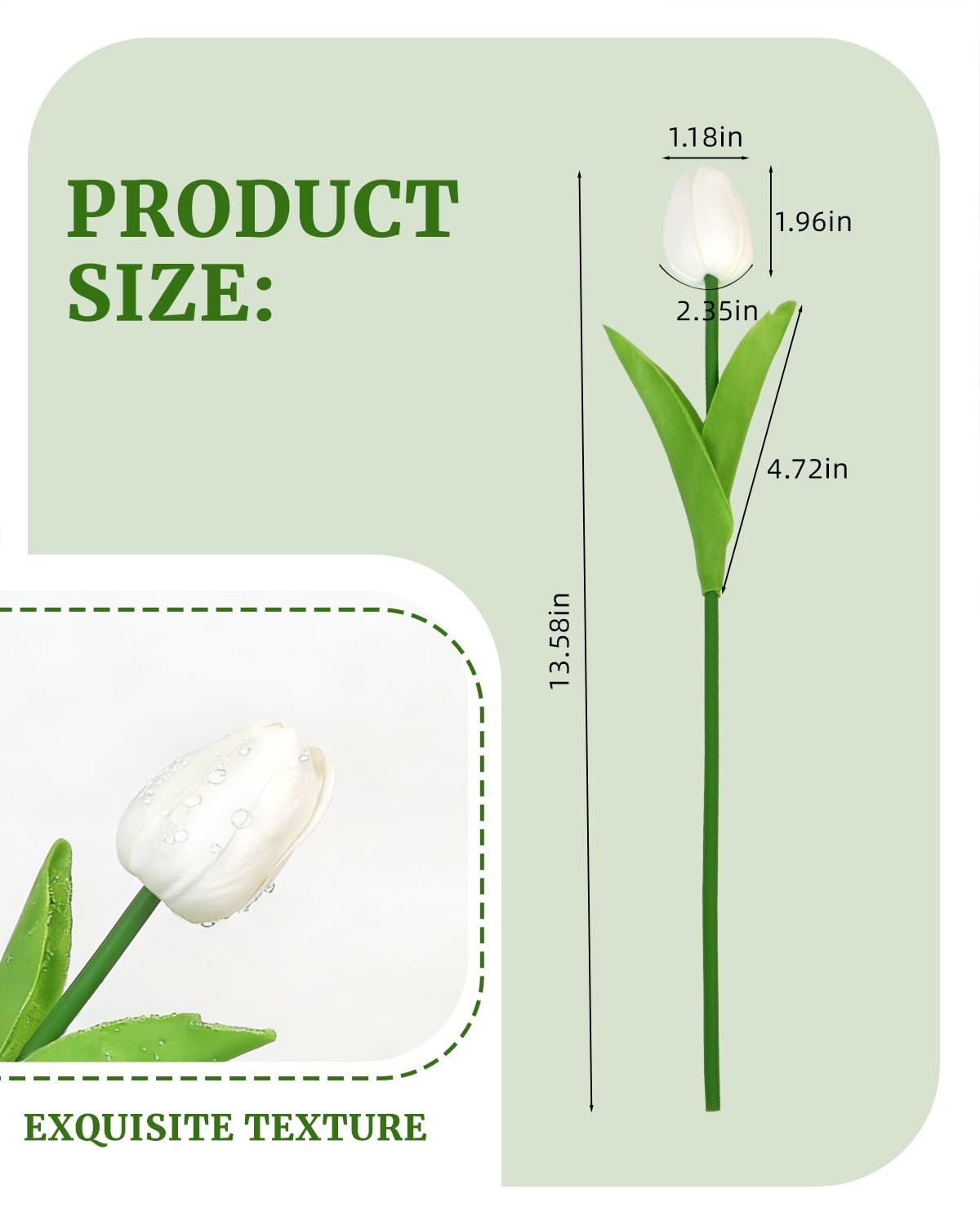 25 Pcs White Tulips Artificial Flowers PU Fake Flowers Real Touch Tulips Flow…