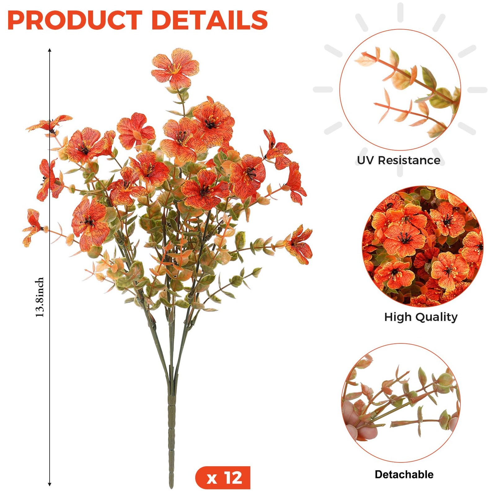 Artificial Fall Flowers for Outdoors Decoration, 12 Bundles Fake Mums Silk Da…