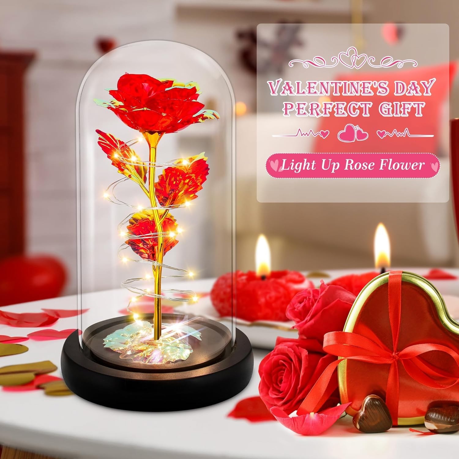Eternal Red Rose with LED Lighting – Romantic Gift for Valentine’s Day & More