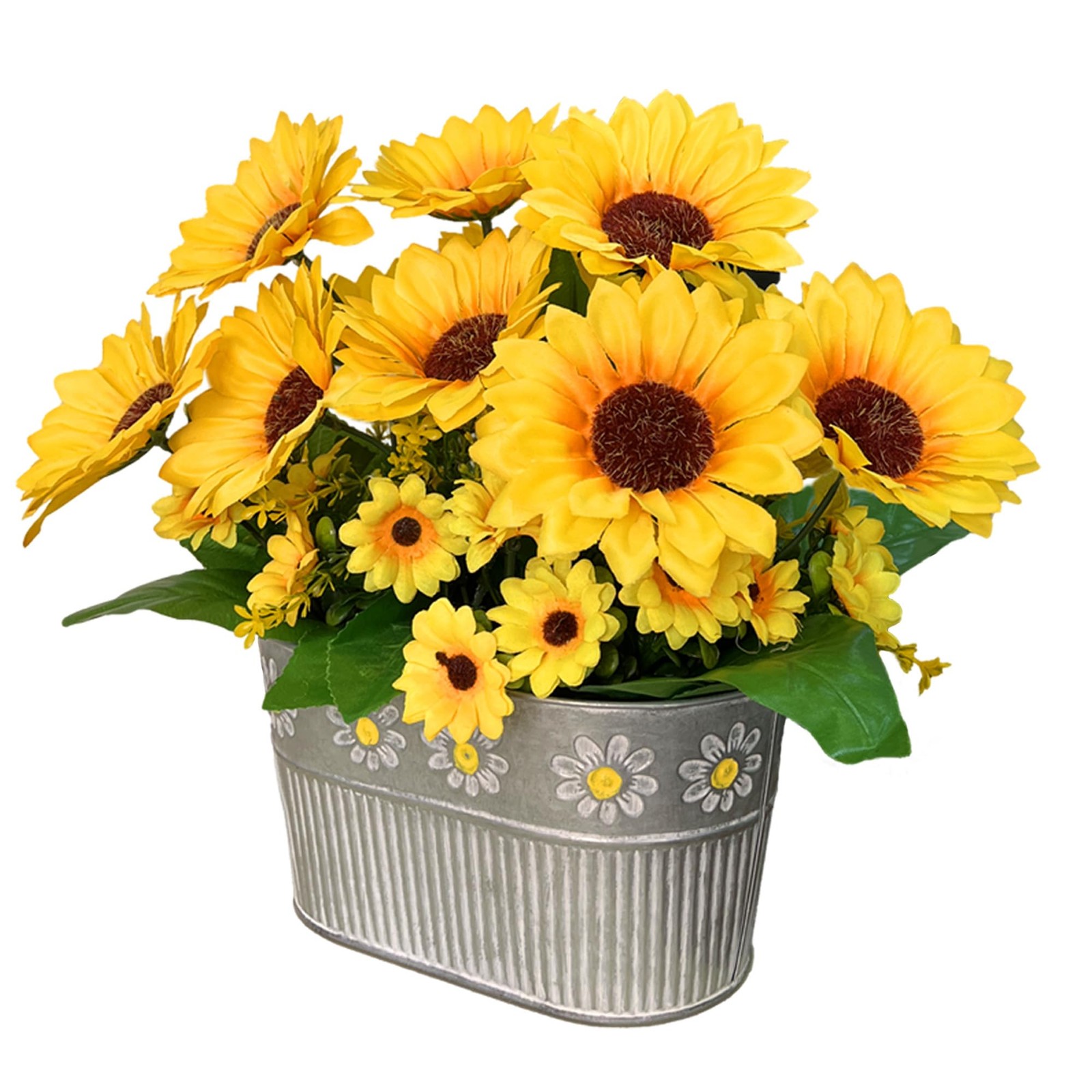 Artificial Flowers Fake Sunflowers in Pot, Faux Silk Flowers Floral Table Cen…