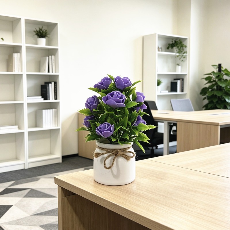 7 Color Option Foam Plant in White Pot 7.5in Height for Year Round Decor