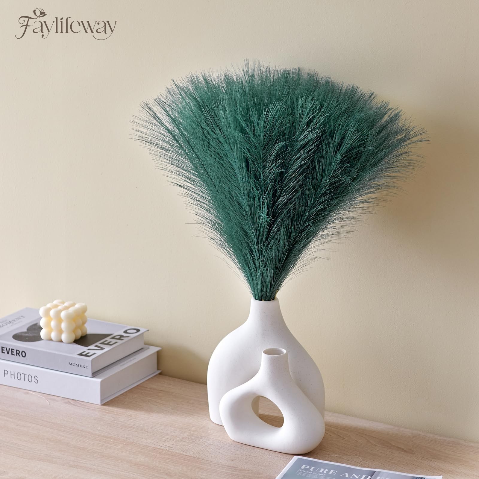 𝟱𝟬𝙥𝙘𝙨 Pampas Grass 𝟭𝟳in, Faux Pampas Grass Office Home Decor, Fake Art…