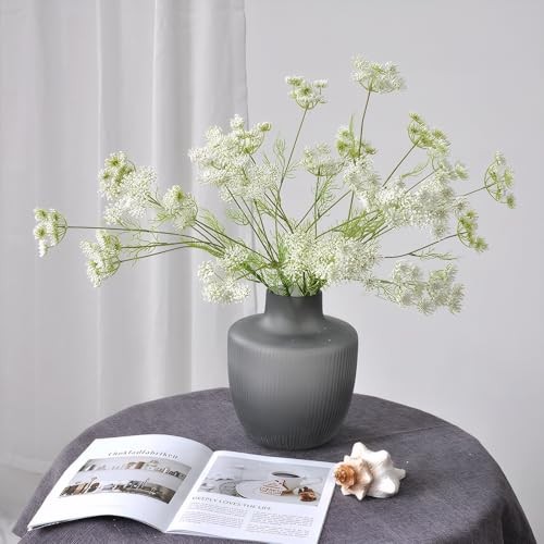 4pcs Artificial Queen Anne’s Lace Flowers 20″ White Fake Carrot Flower Faux