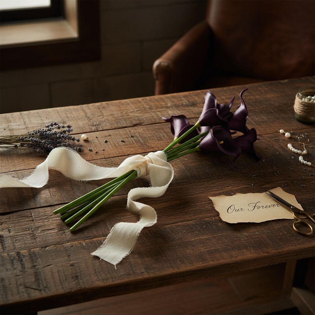 Eggplant Faux Calla Lily Stems 15 Inch Wedding Artificial Flowers Moody Event De
