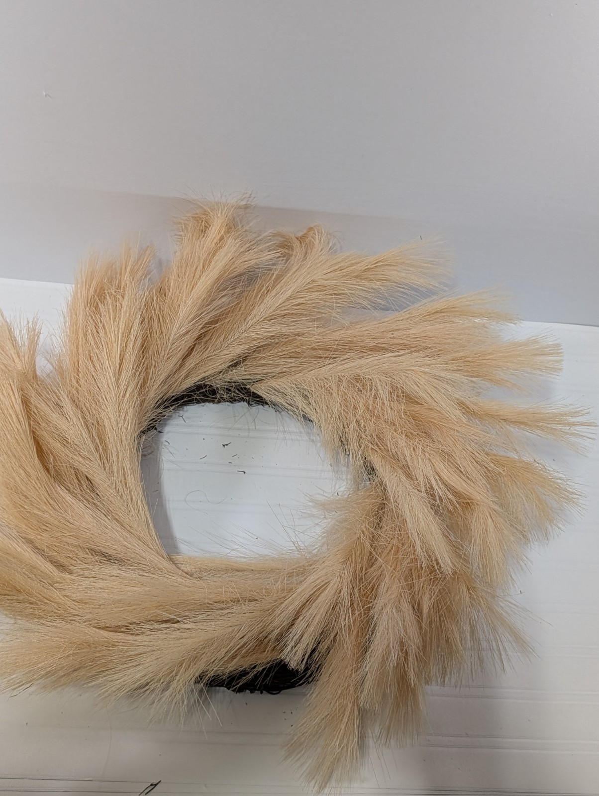Threshold 24″ Pampas Grass Wreath Warm Beige Round Polyester Indoor Decorative
