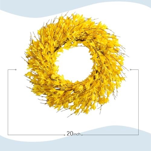 22″ Artificial Forsythia Flower Wreath – Spring Summer Fall Decor for Door, Porc