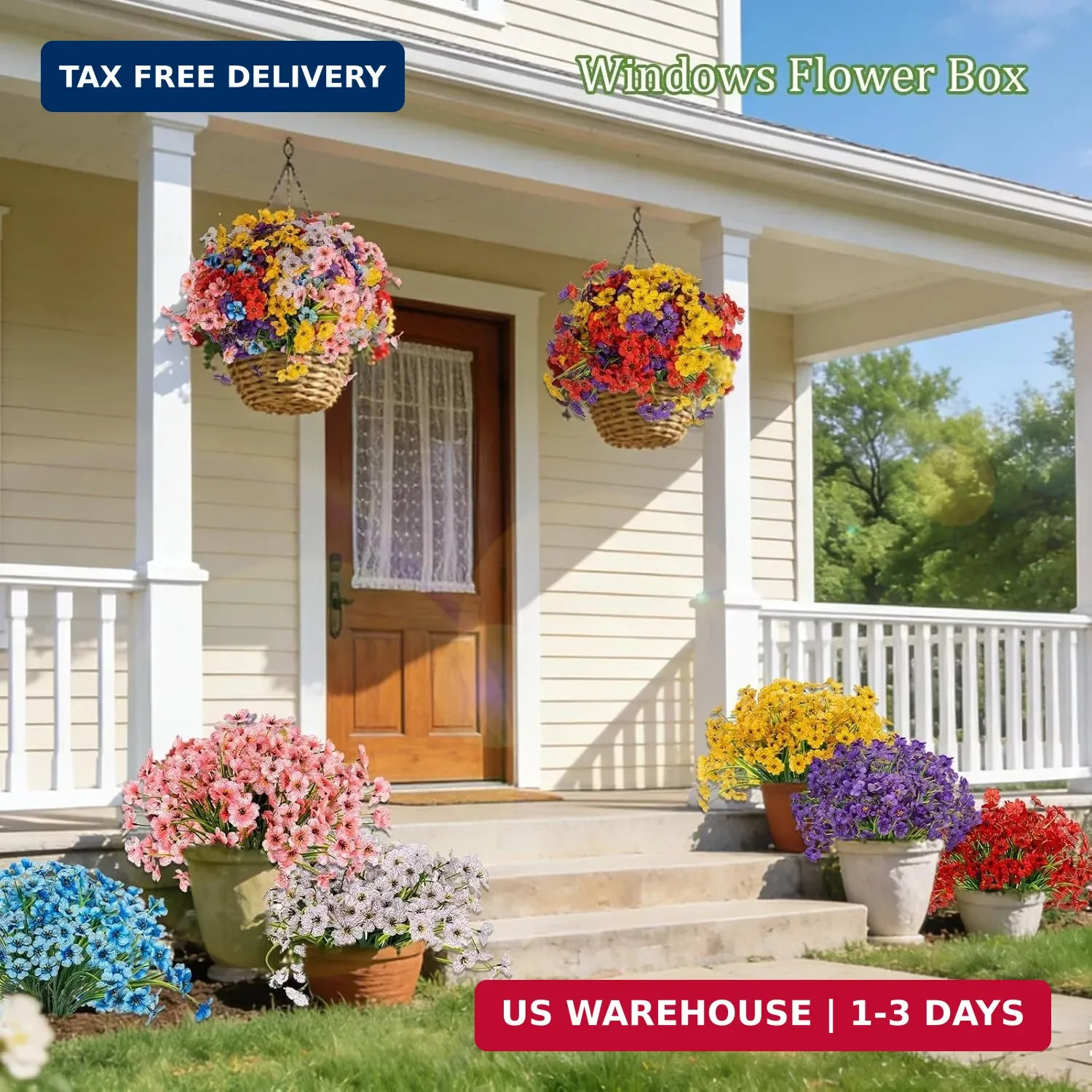 PADONISE 24 Bundles Artificial Flowers UV Resistant, Fake Silk Flowers Bulk for