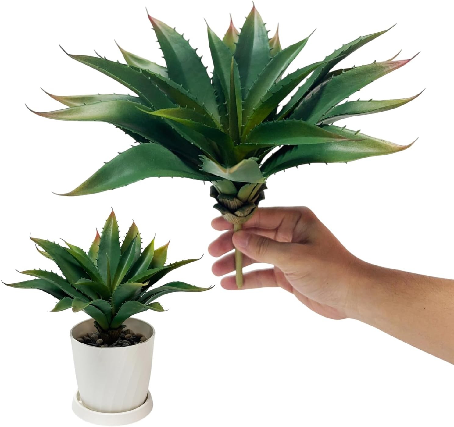 12.5 Inch Artificial Aloe Plant – Large Faux Succulents (Unpotted), Green