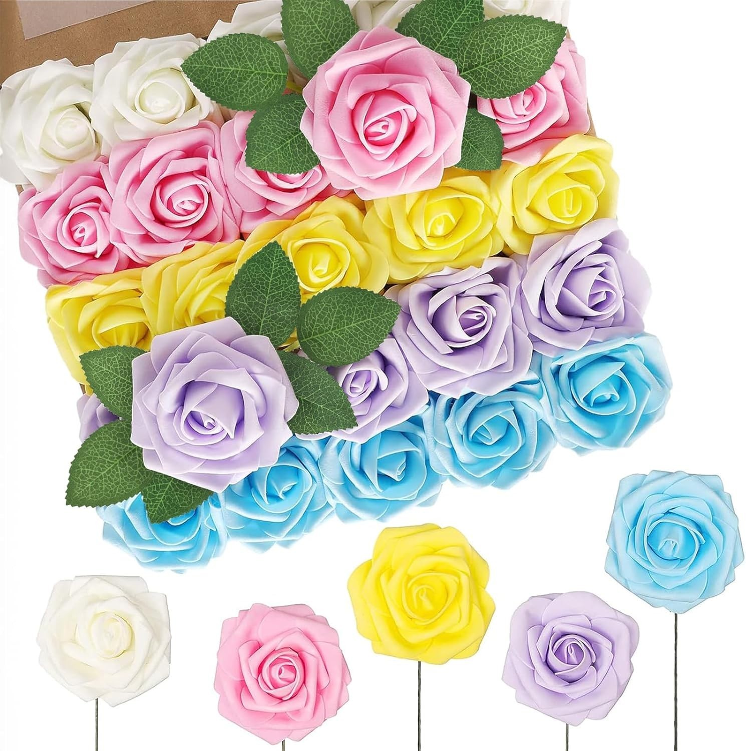 Artificial Flowers Easter, Fake Flowers Roses Perfect for DIY Wedding Bridal …
