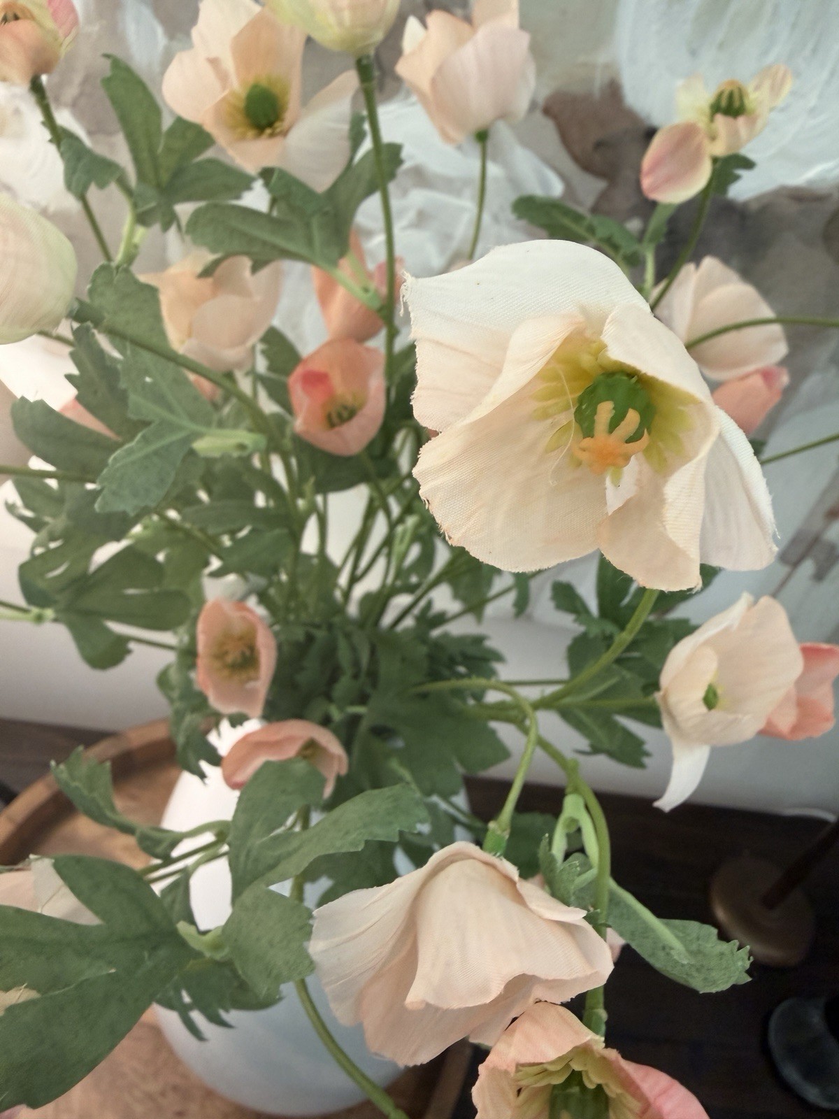 Pottery Barn Faux Poppy Bundle Bouquet Flowers Only (Vase Not Included) 27” Tall