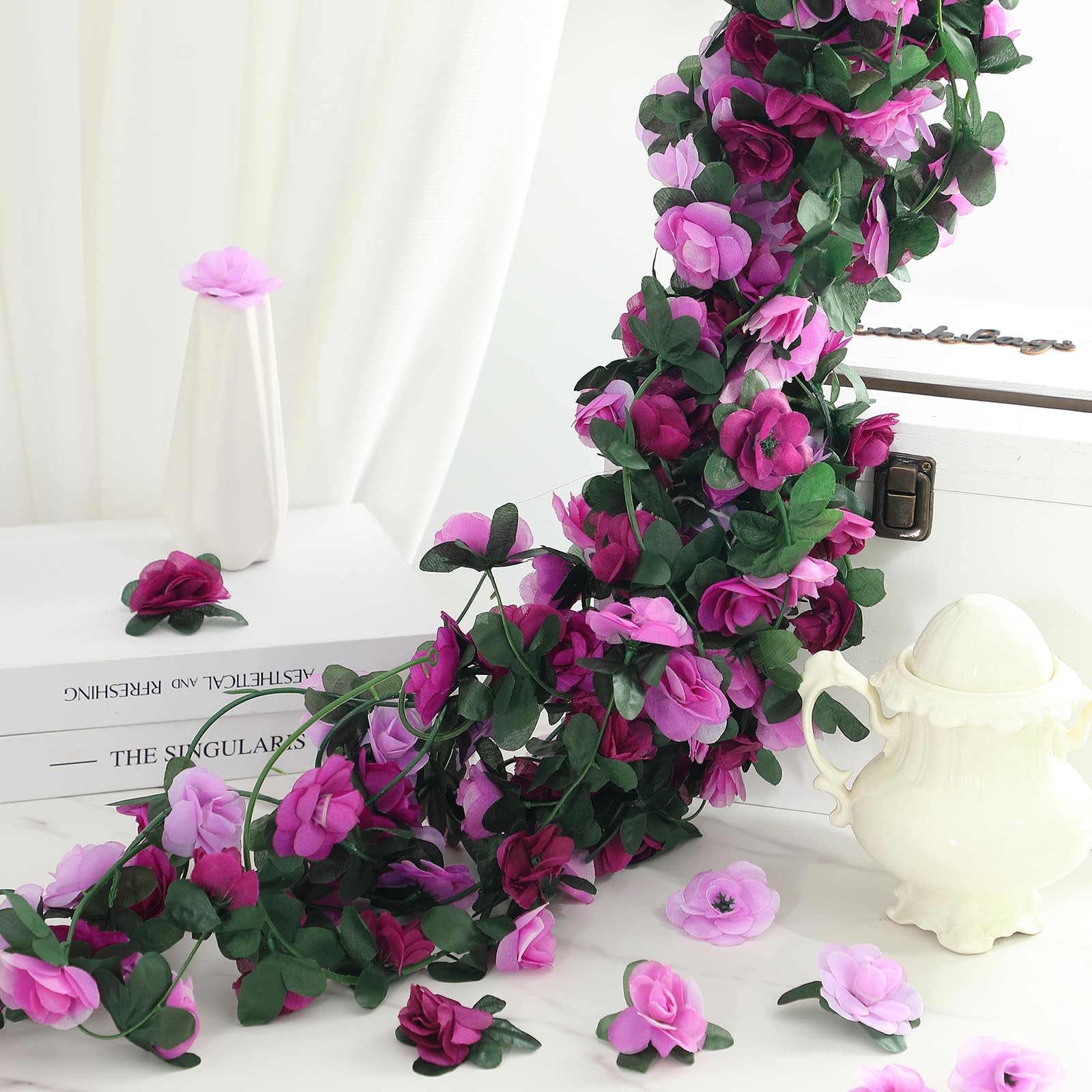 Suncalla 30 Pcs 246ft Flower Garland Artificial Vine with Green Leaves Hangin…