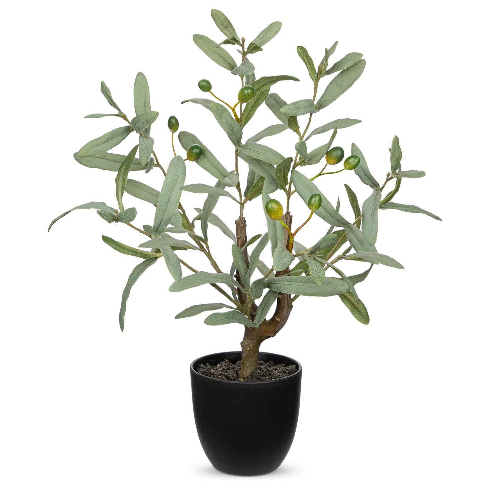 Small Faux Olive Tree 18.9″ Artificial Olive Plant with Black Pot Decorative …