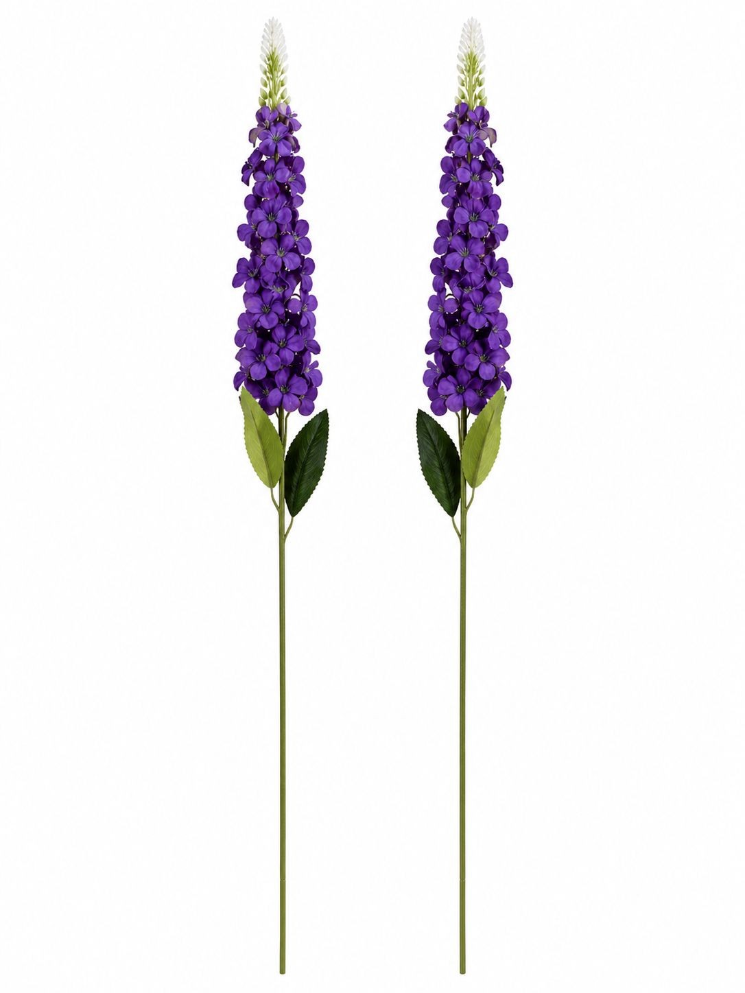 Purple Snapdragon Stems Set of 2 Artificial Larkspur Spike Flowers 26 Inch Faux