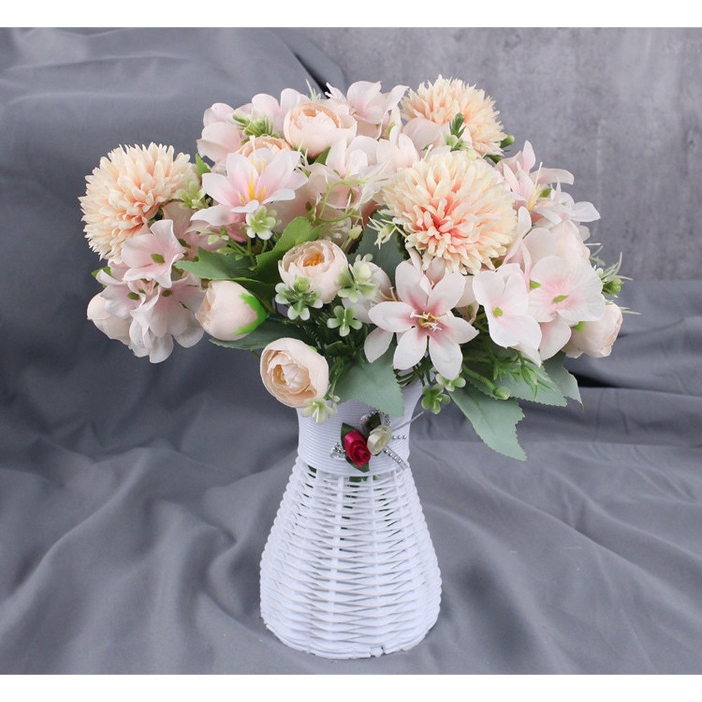 Nordic Style Silk Hydrangea Bouquet 7 Head for Wedding Arch Shelf Mantel Decor