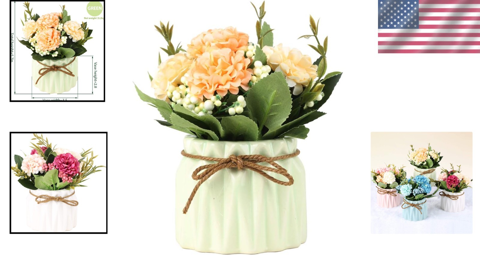Charming Artificial Hydrangea in Ceramic Vase – Fade Resistant Table Decoration
