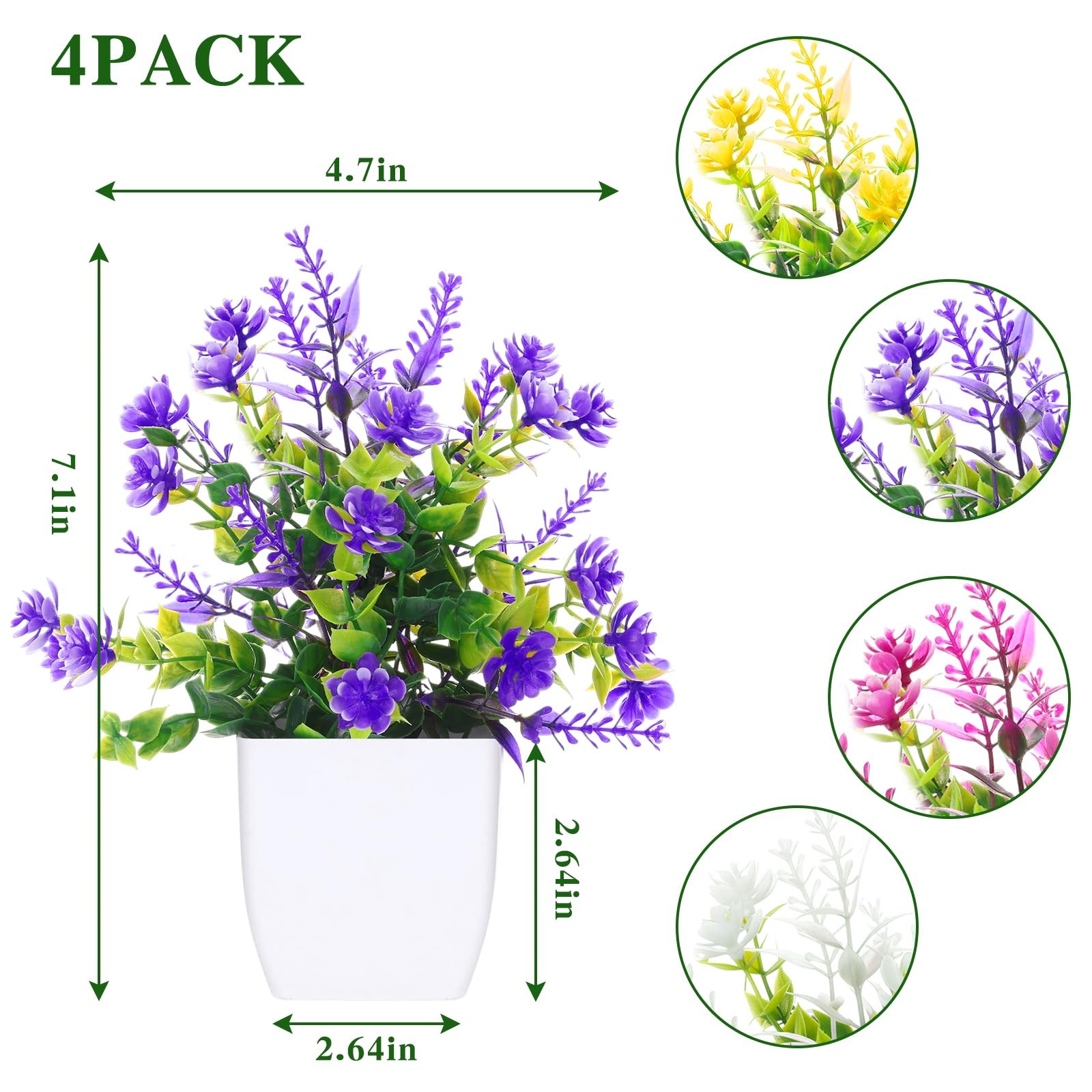 Faux Potted Flowers Artificial Lavender Eucalyptus Faux Plants 4 Pack Purple