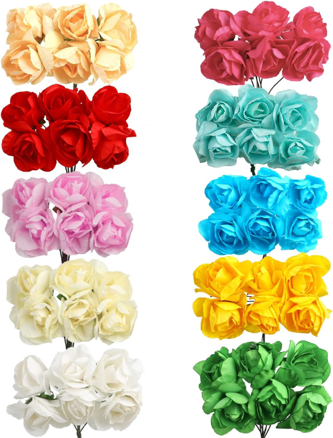 120 PCS Mini Paper Flowers,30Mm in Assorted Colors Artificial Flowers for DIY Cr