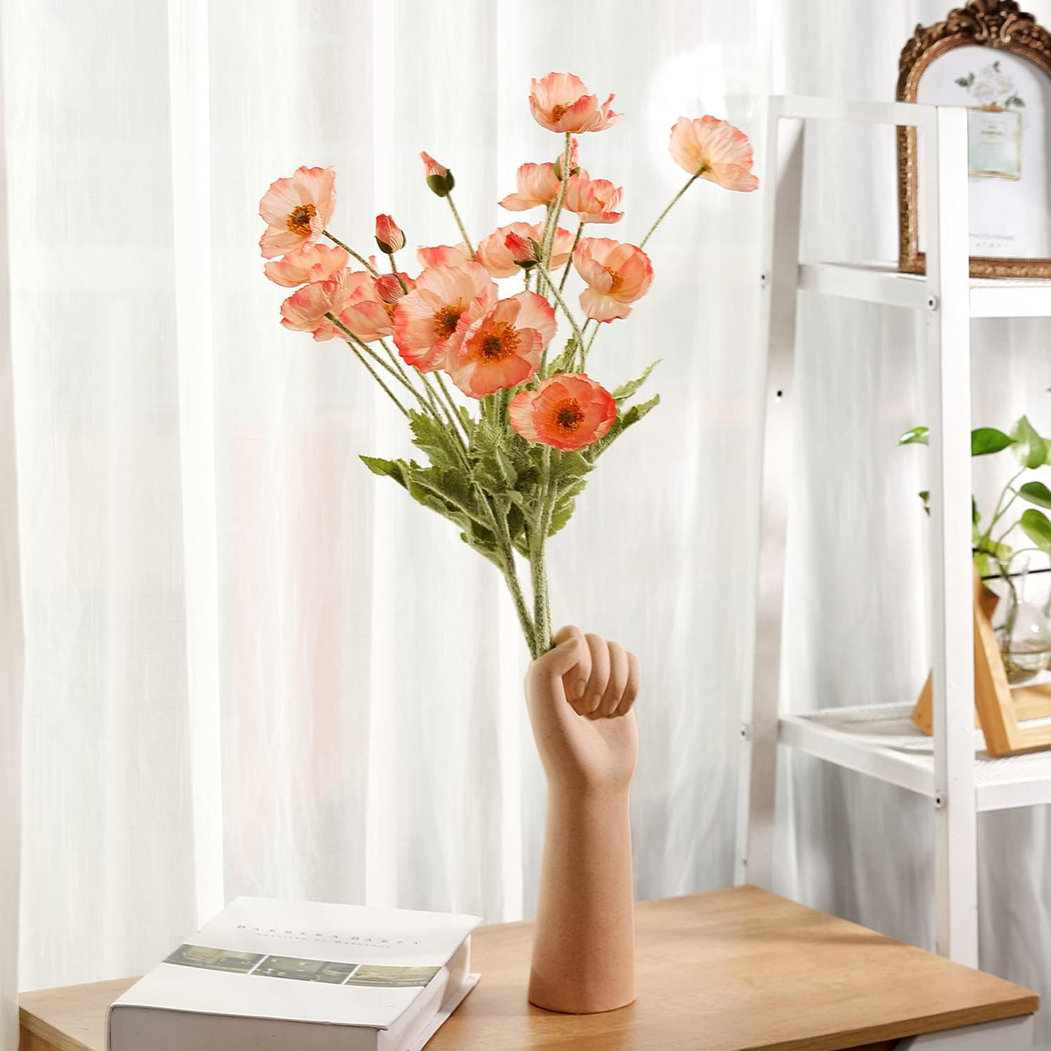 Artificial Poppy Flowers, 5 Bundles Faux Poppies with Stems for Floral Arrangeme