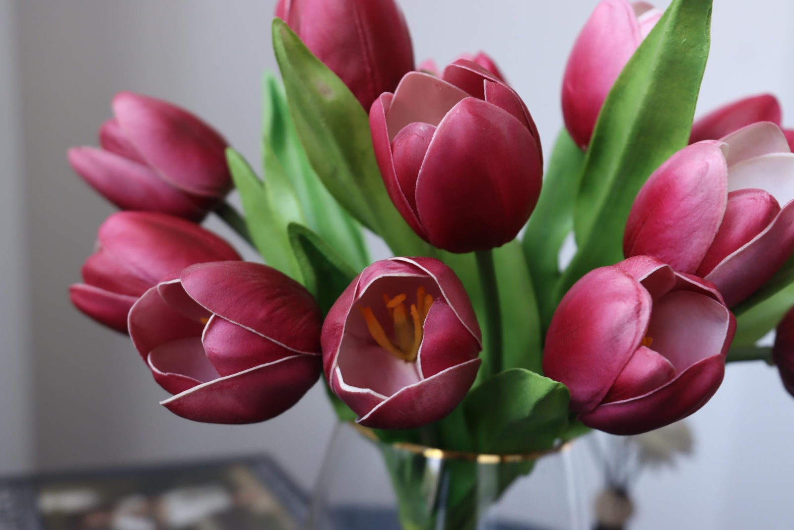 Wine Red Tulip Flowers 11pcs Artificial Luxury Valentine’s Day Wedding