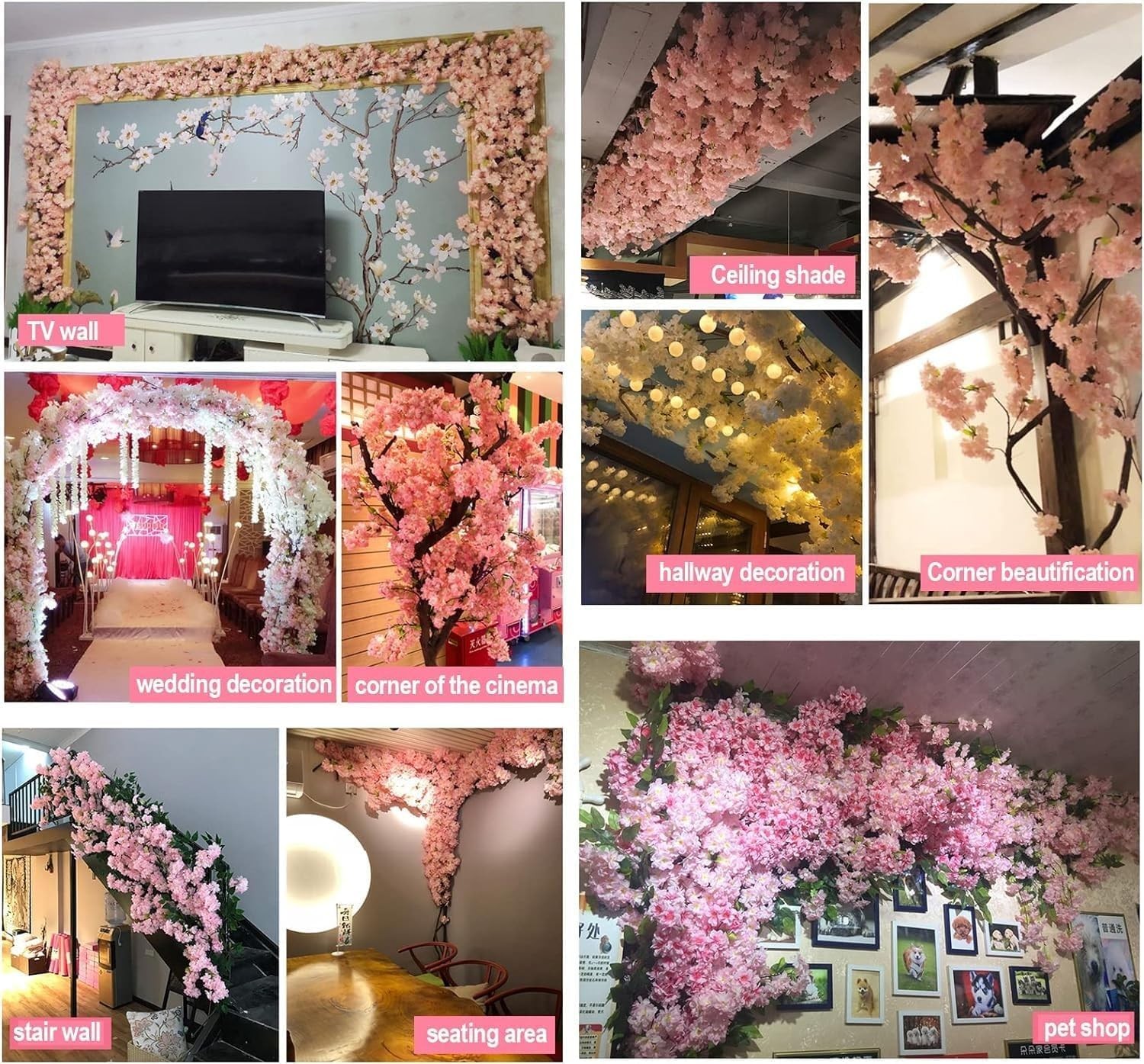 Artificial Cherry Blossom Trees – Fake Flower Background Walls with Simulated…