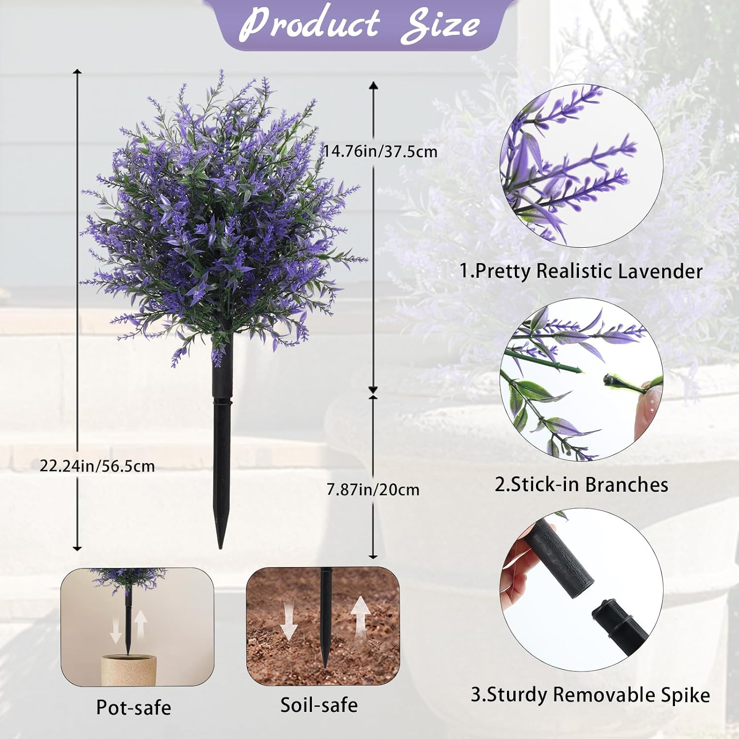 Purple Artificial Lavender Topiary Ball Tree – 2Pc UV Resistant Decor