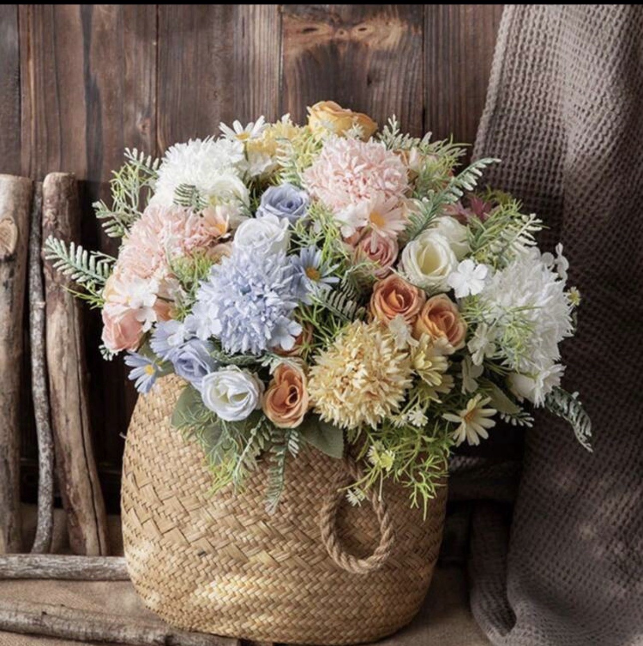 4 Pack Artificial Hydrangea Rose Bouquets 11.6” Silk Flowers Wedding Decor