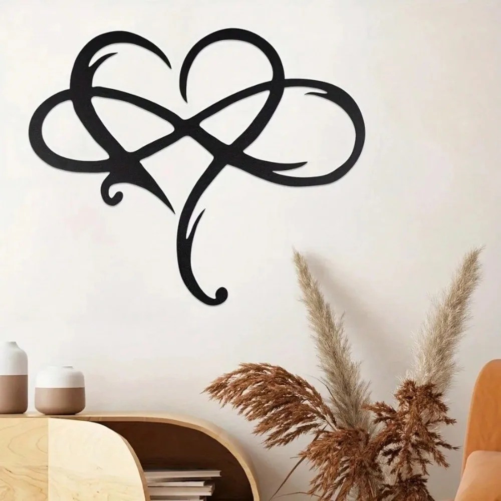 Black Infinity Heart Metal Wall Art Valentine Wedding Anniversary Home Decor