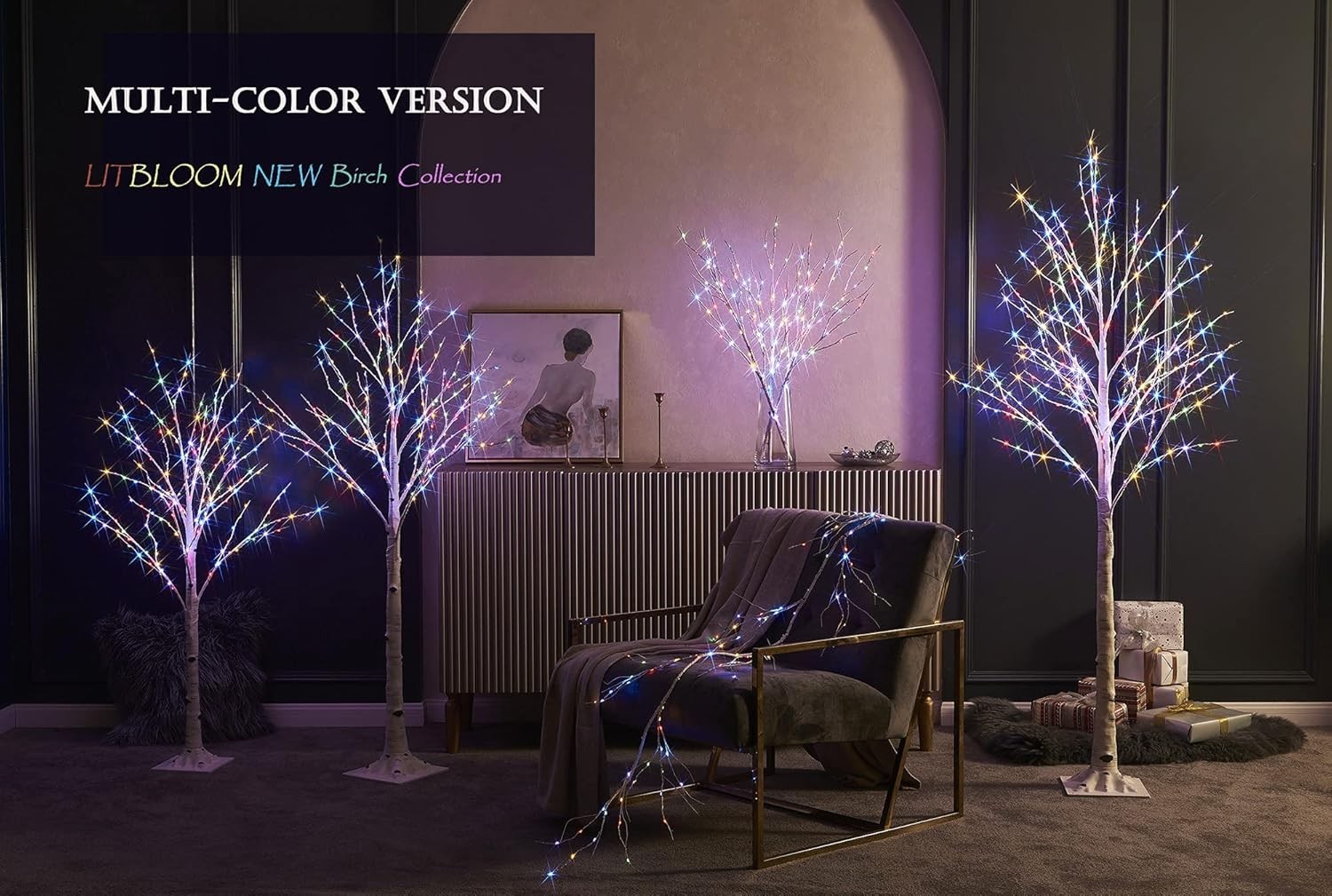 Elegant Artificial Birch Branches with 100 LED Lights for Holiday & Party Decor