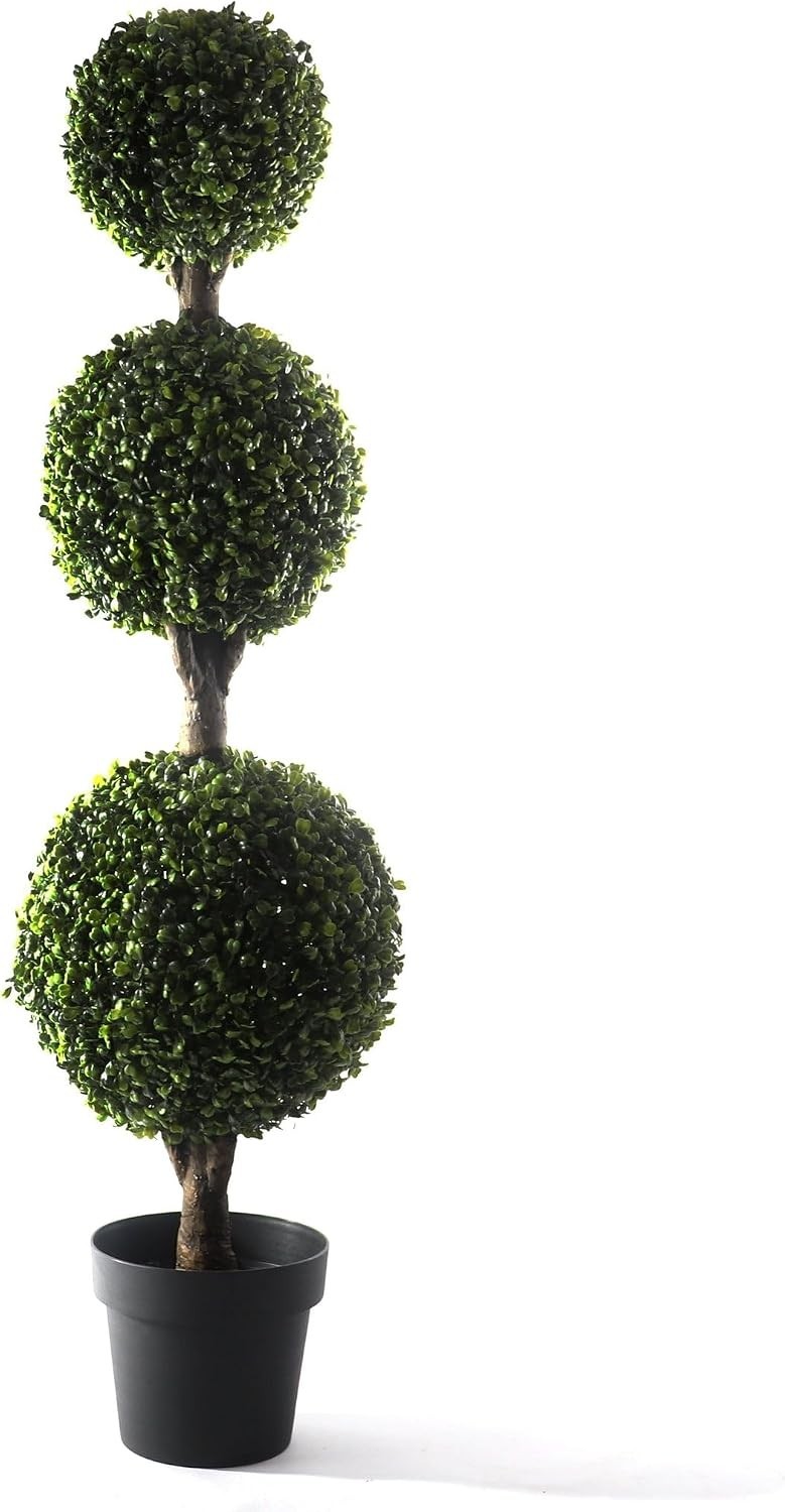 4′ Boxwood Ball Tree – Lifelike Artificial Outdoor Plant, UV and Water Resistant