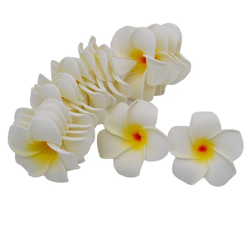 10pcs 5cm Plumeria Foam Flowers | Hawaiian Frangipani | Wedding Party Decor