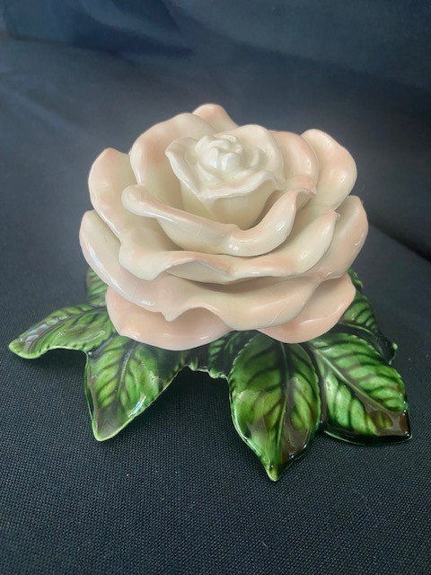 Ceramic Roses-Airbrushed Glazed Pink Roses-Decorative Accents for Table or Shelf
