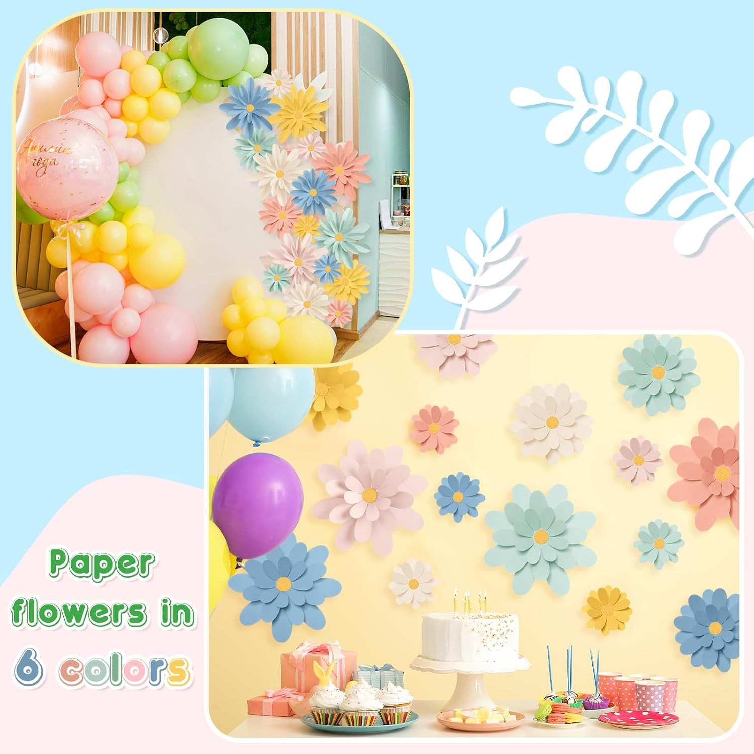 18 Pcs Paper Flowers Decorations for Wall DIY Flower Bulletin Board 3D Paper Flo