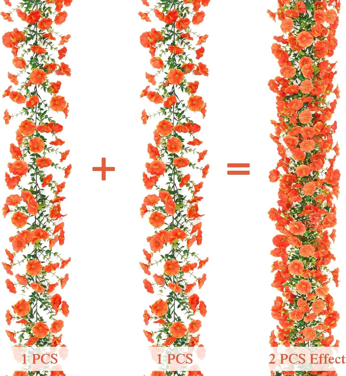 Dremisland 2 Pack Spring Summer Flower Garland 5.9FT Artificial Morning Glory Fl