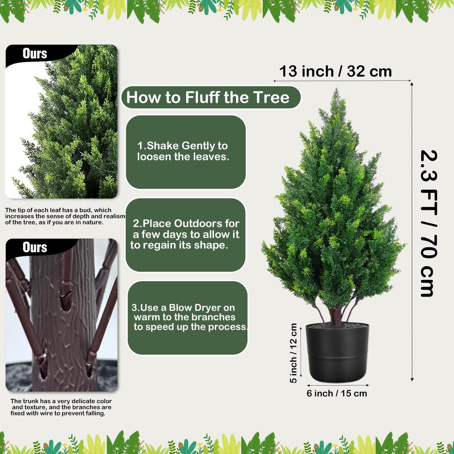 Set of 2 Artificial Cedar Topiary Trees, 27.6” Outdoor Faux Plants Pine Shru…