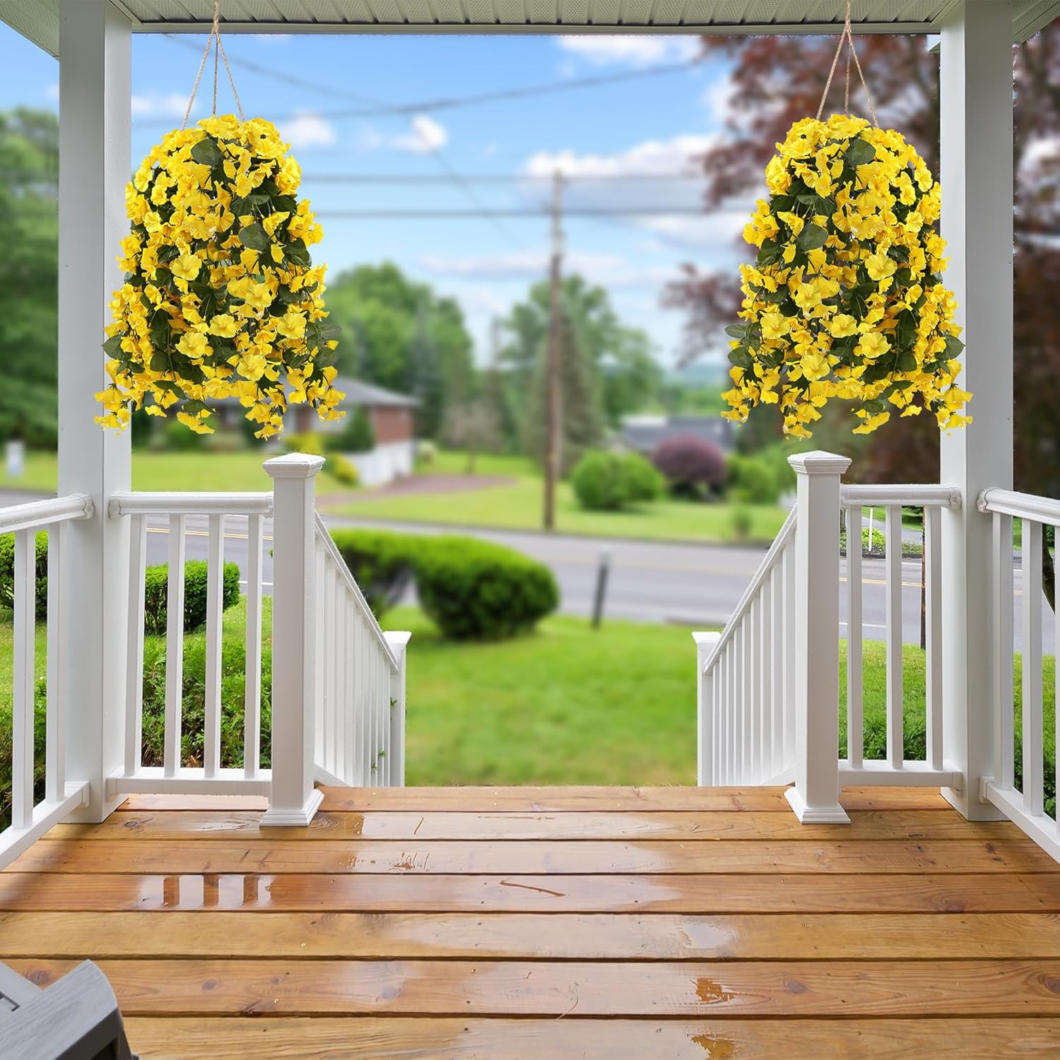 Sggvecsy Artificial Fake Hanging Flowers Plants for Outdoor outside Spring Summe