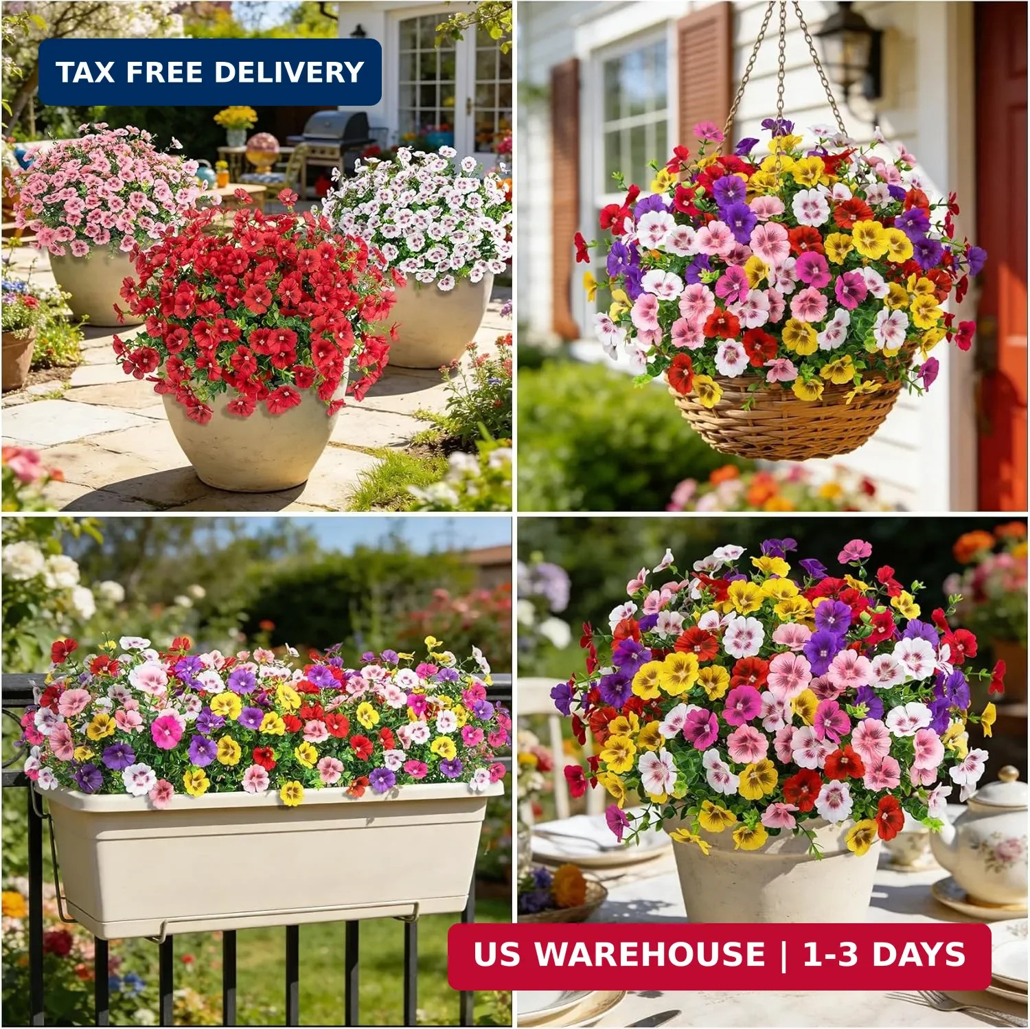 Ouddy Decor 24 Bundles Artificial Flowers for Outdoors, Fake Silk Flowers UV Res