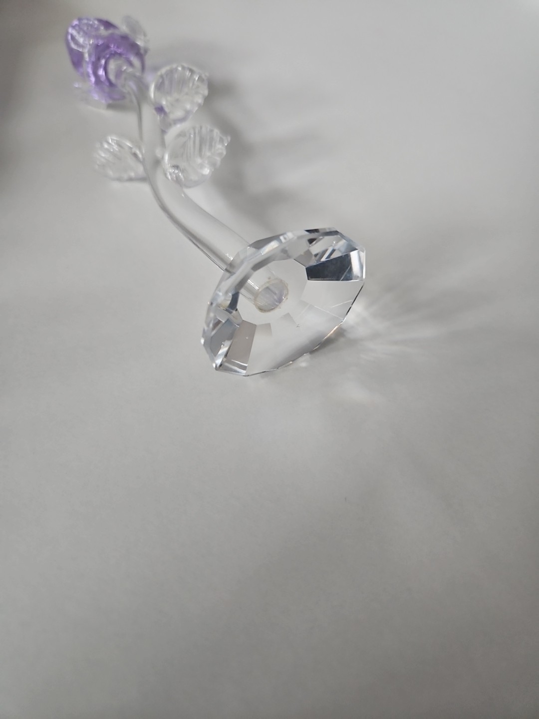 Purple And Clear Glass Rose Flower W/ Protective Storage Case Box February Gift