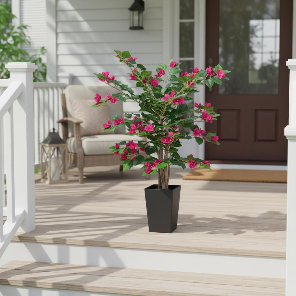 3Ft Faux Bougainvillea Tree with Pot – Indoor/Outdoor Home Decor