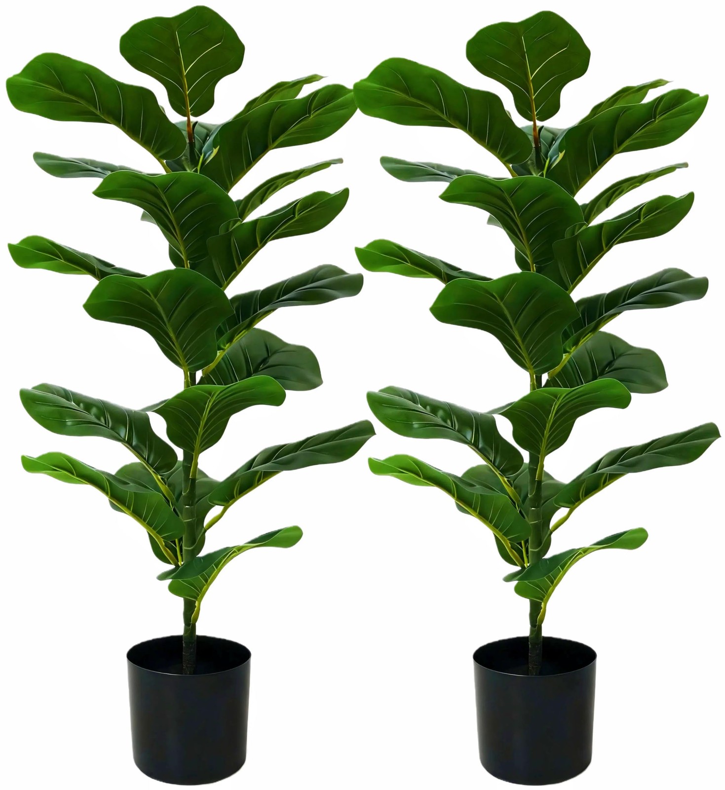 2 Pack Artificial Fiddle Leaf Fig Tree – 30″ Fake Ficus Lyrata Artificial Tre…