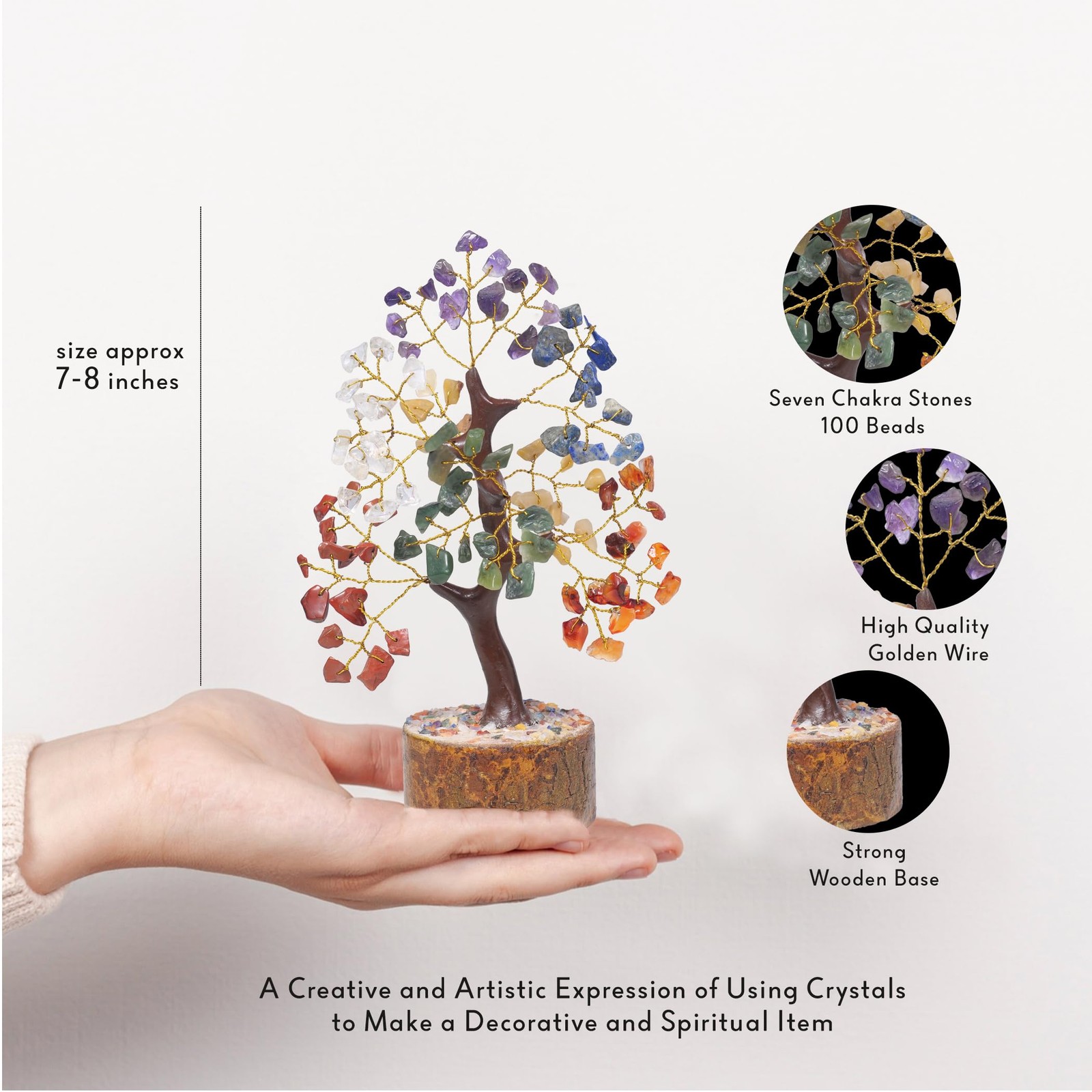 Chakra Tree of Life Crystals for Office Decor, Spiritual Gifts, Home Decor