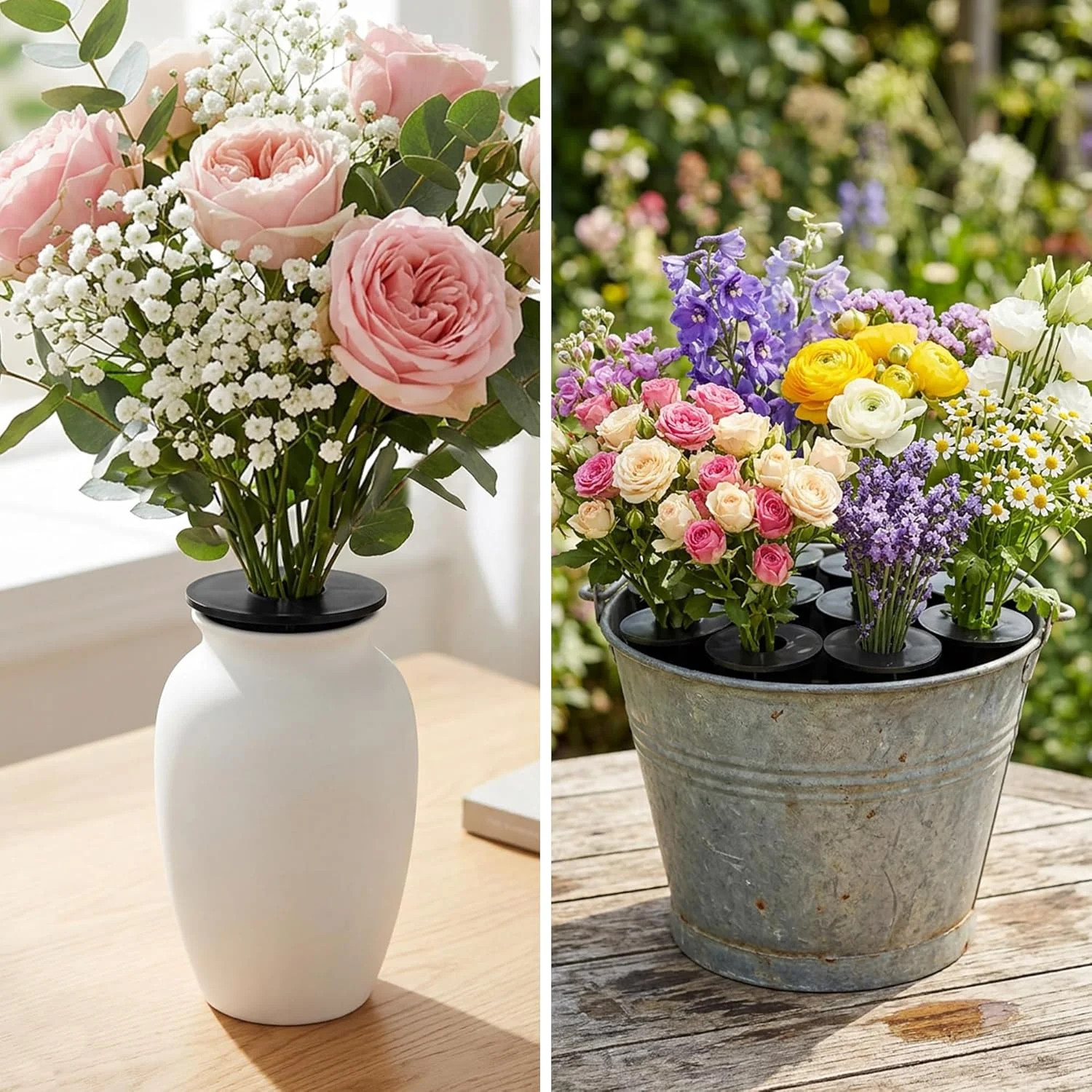 4 Pcs Memorial Artificial Flower Holder, Patio Garden Floral Ground Spikes, Ceme