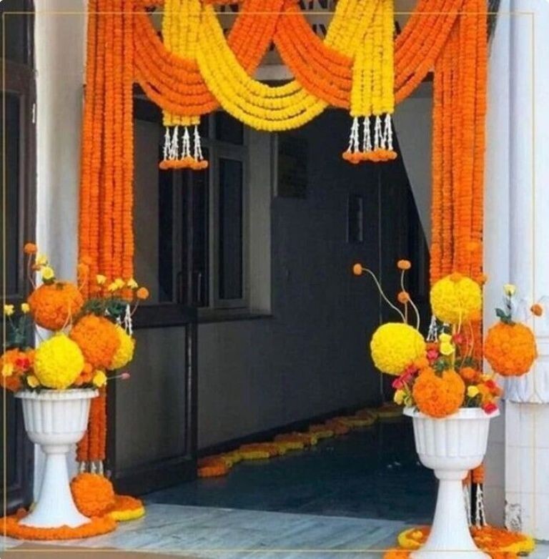 20 PC Lot Artificial Marigold Flower Garlands Diwali Indian Wedding Decoration