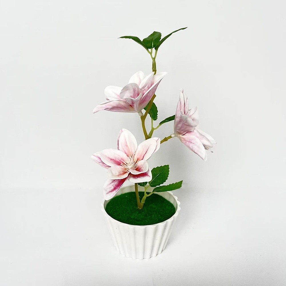 Artificial Magnolia Flowers 23cm for Cake Cup Decoration White Pink Purple