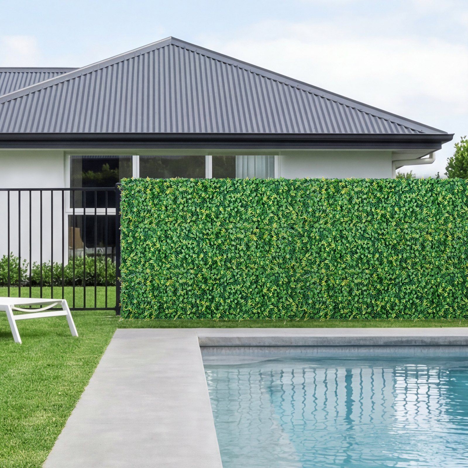 Lifelike Artificial Boxwood Panels, 4pcs 2x8ft, Dense 3D Foliage Privacy Screen