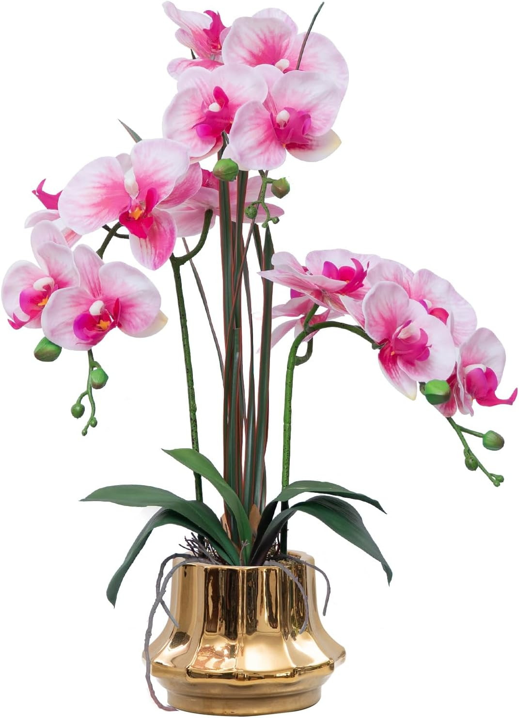 Artificial Orchid Flower Plant 20.9” Realistic Latex Faux Orchids in Ceramic Va