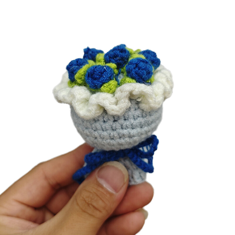 Handheld Small Bouquet Handmade Knitted Puff Flower Crochet Party Decors Gift