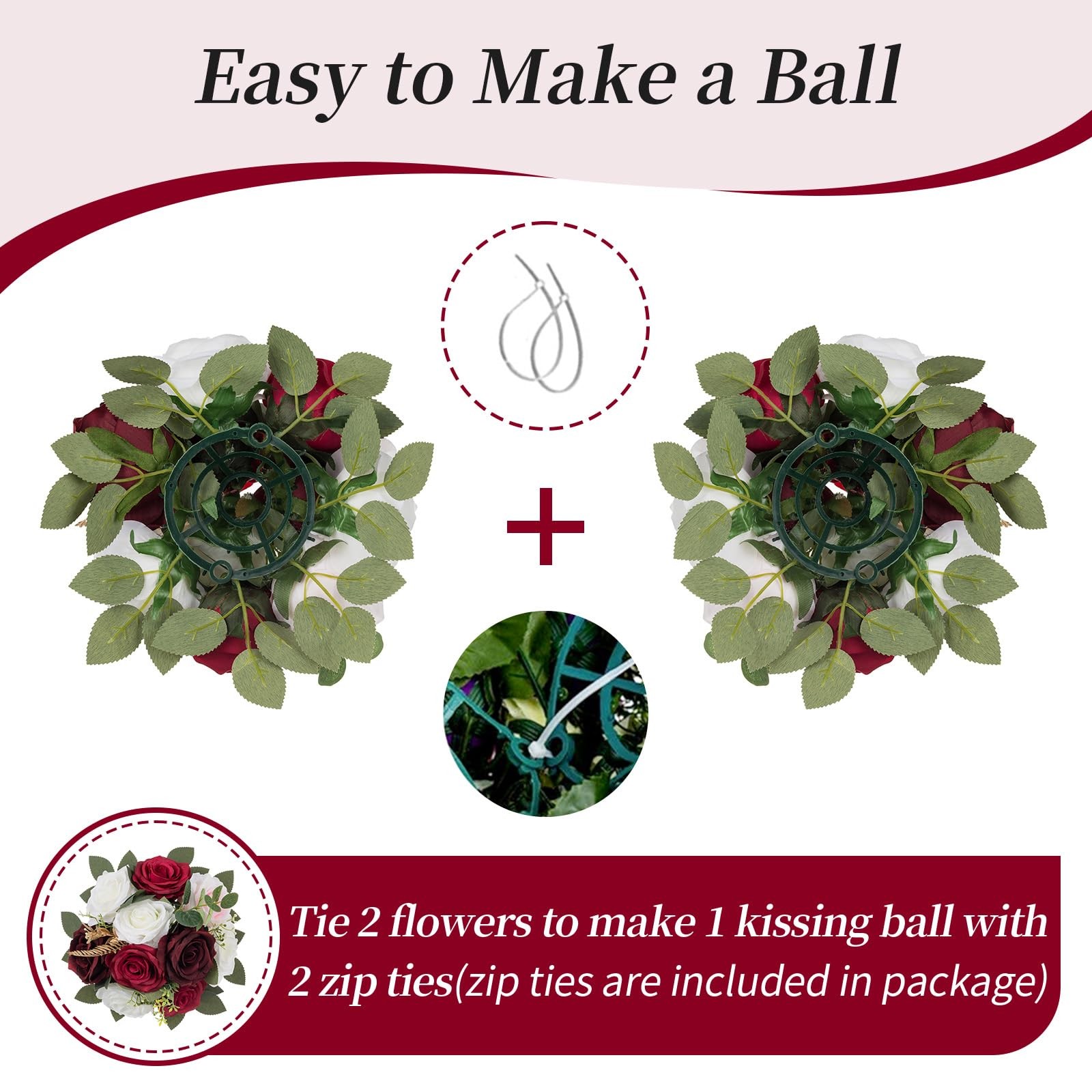 Artificial Flowers Wedding Centerpieces 2 Pcs Burgundy Rose Artificial Flower…